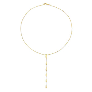 14K Yellow Gold Pear Link Y Necklace, 18 Inch – side profile | RockHer