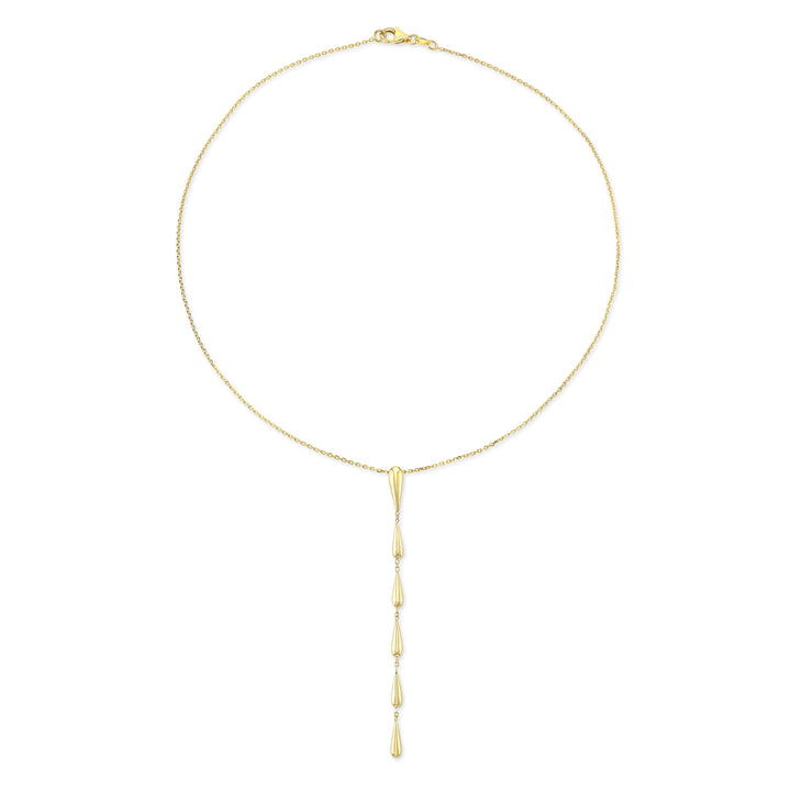 14K Yellow Gold Pear Link Y Necklace, 18 Inch – side profile | RockHer