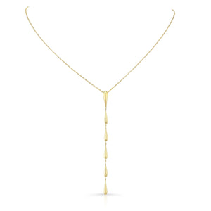 14K Yellow Gold Pear Link Y Necklace, 18 Inch – detail view | RockHer
