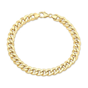 14K Yellow Gold Curb Link Bracelet, 8.5 Inch – side profile | RockHer