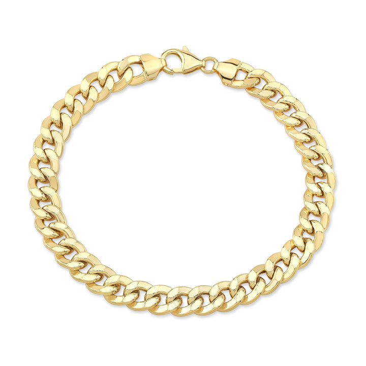 14K Yellow Gold Curb Link Bracelet, 8.5 Inch – side profile | RockHer