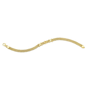 14K Yellow Gold Textured XOX Link Bracelet, 7.5 Inch – detail view | RockHer
