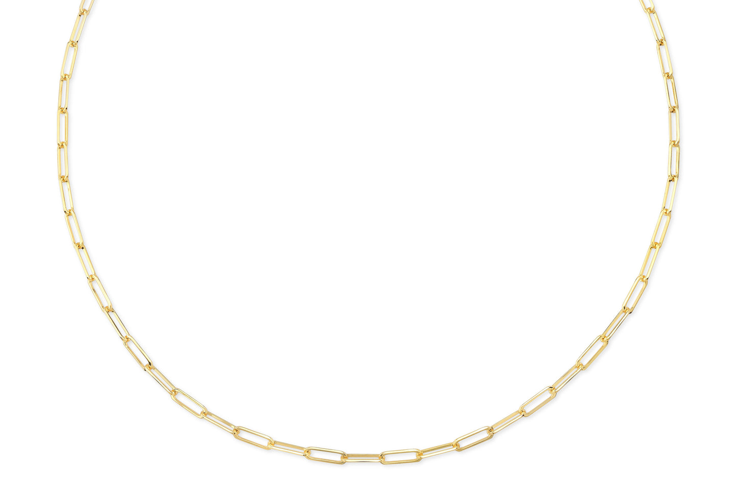 14K Yellow Gold Paperclip Chain Necklace, 18 Inch – side profile | RockHer