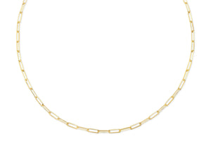 14K Yellow Gold Paperclip Chain Necklace, 18 Inch, side profile | RockHer