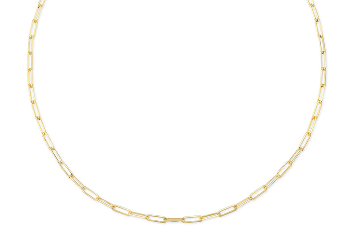 14K Yellow Gold Paperclip Chain Necklace, 18 Inch – side profile | RockHer