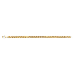 14K Yellow Gold Spiga Chain Bracelet, 7.5 Inch, side profile | RockHer
