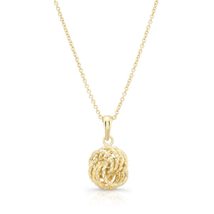 14K Yellow Gold Cable Chain with Love Knot Pendant, 18 Inch – side profile | RockHer