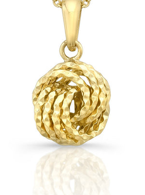 14K Yellow Gold Cable Chain with Love Knot Pendant, 18 Inch – detail view | RockHer