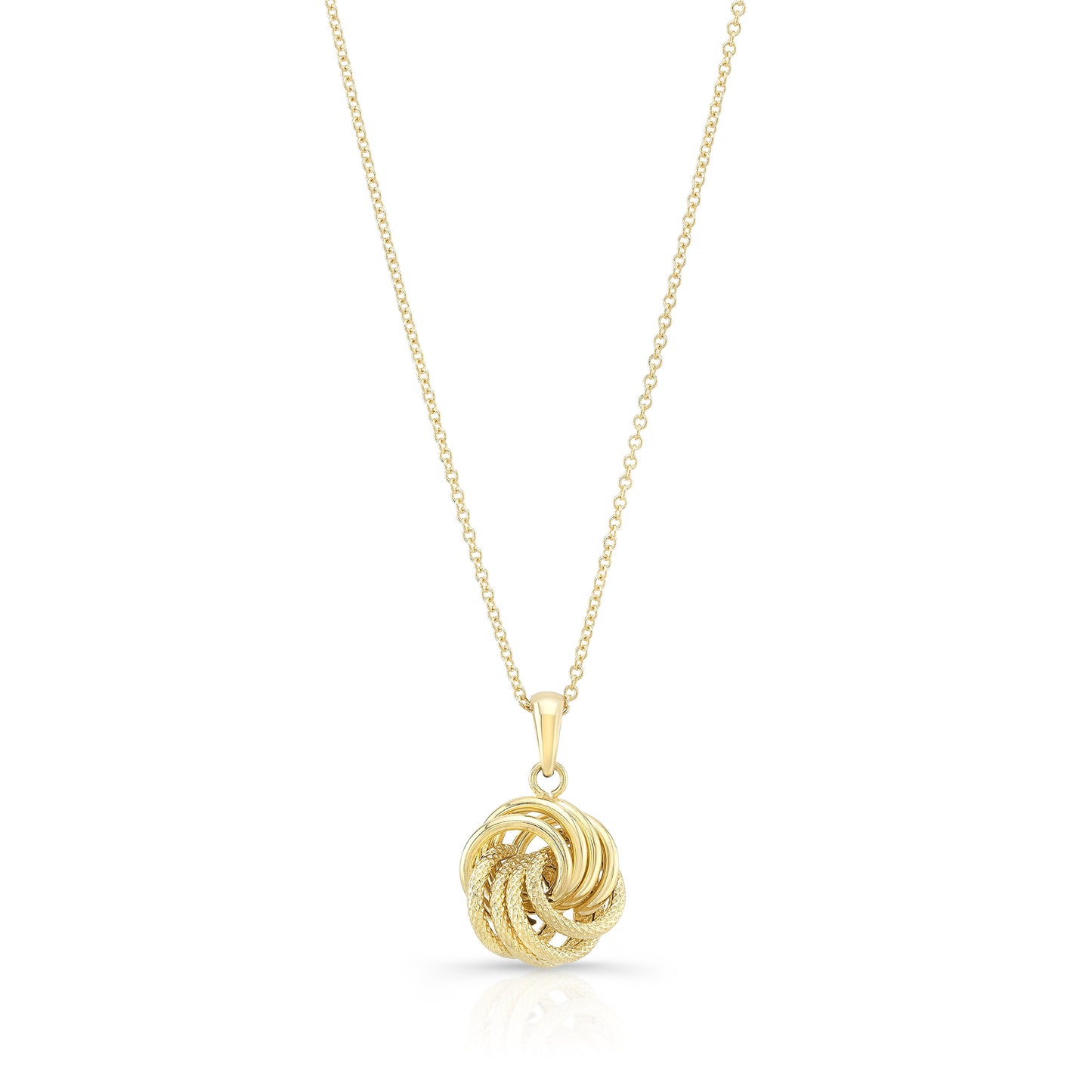 14K Yellow Gold Singapore Chain with Love Knot Pendant, 18 Inch – side profile | RockHer