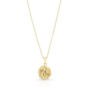 14K Yellow Gold Singapore Chain with Love Knot Pendant, 18 Inch – side profile | RockHer