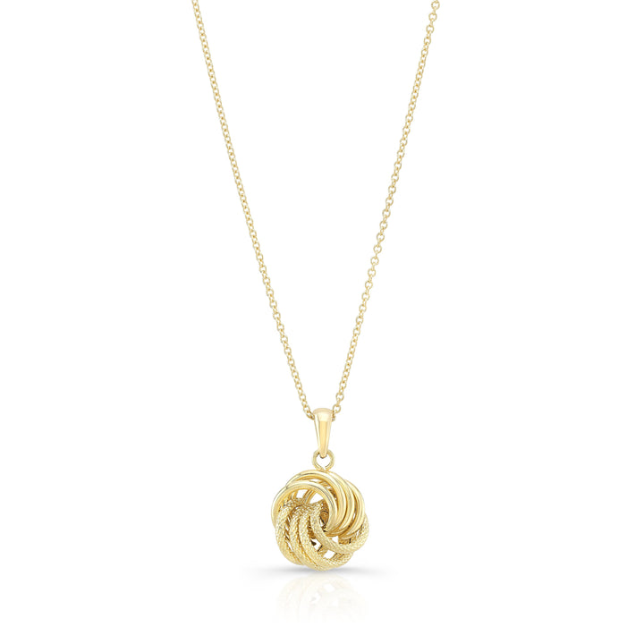 14K Yellow Gold Singapore Chain with Love Knot Pendant, 18 Inch – side profile | RockHer