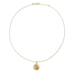 14K Yellow Gold Singapore Chain with Love Knot Pendant, 18 Inch – detail view | RockHer