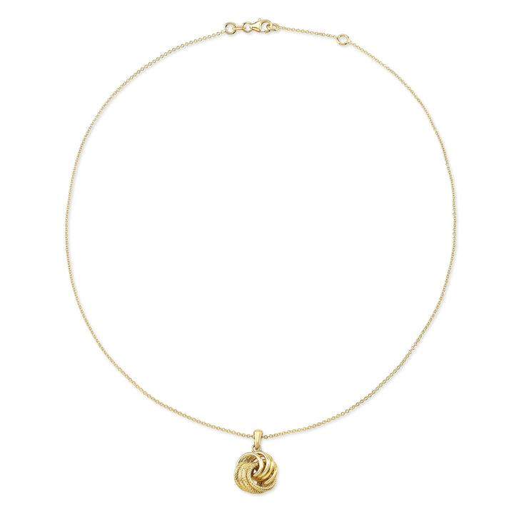 14K Yellow Gold Singapore Chain with Love Knot Pendant, 18 Inch – detail view | RockHer