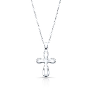 14K White Gold Cross Pendant Necklace, 18 Inch – side profile | RockHer