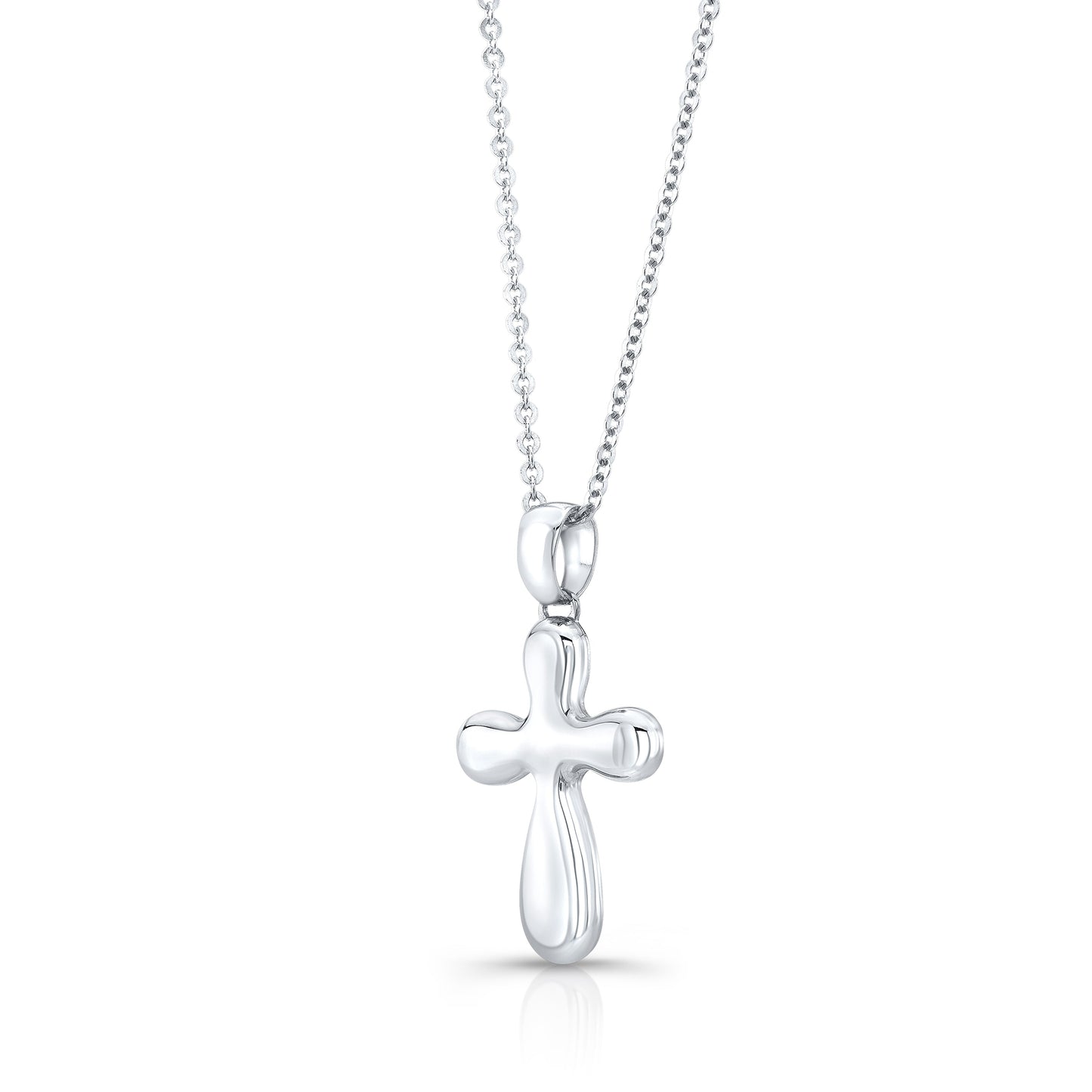 14K White Gold Cross Pendant Necklace, 18 Inch – detail view | RockHer