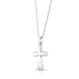 14K White Gold Cross Pendant Necklace, 18 Inch – detail view | RockHer