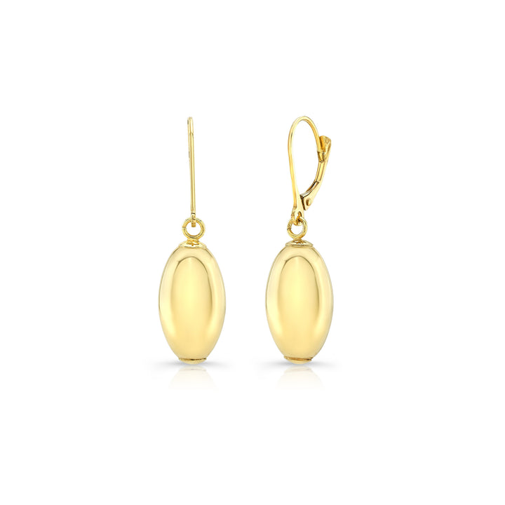 14K Yellow Gold Polished Drop Earrings – side profile | RockHer