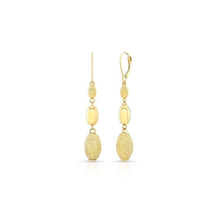 14K Yellow Gold Elongated Drop Earrings – side profile | RockHer