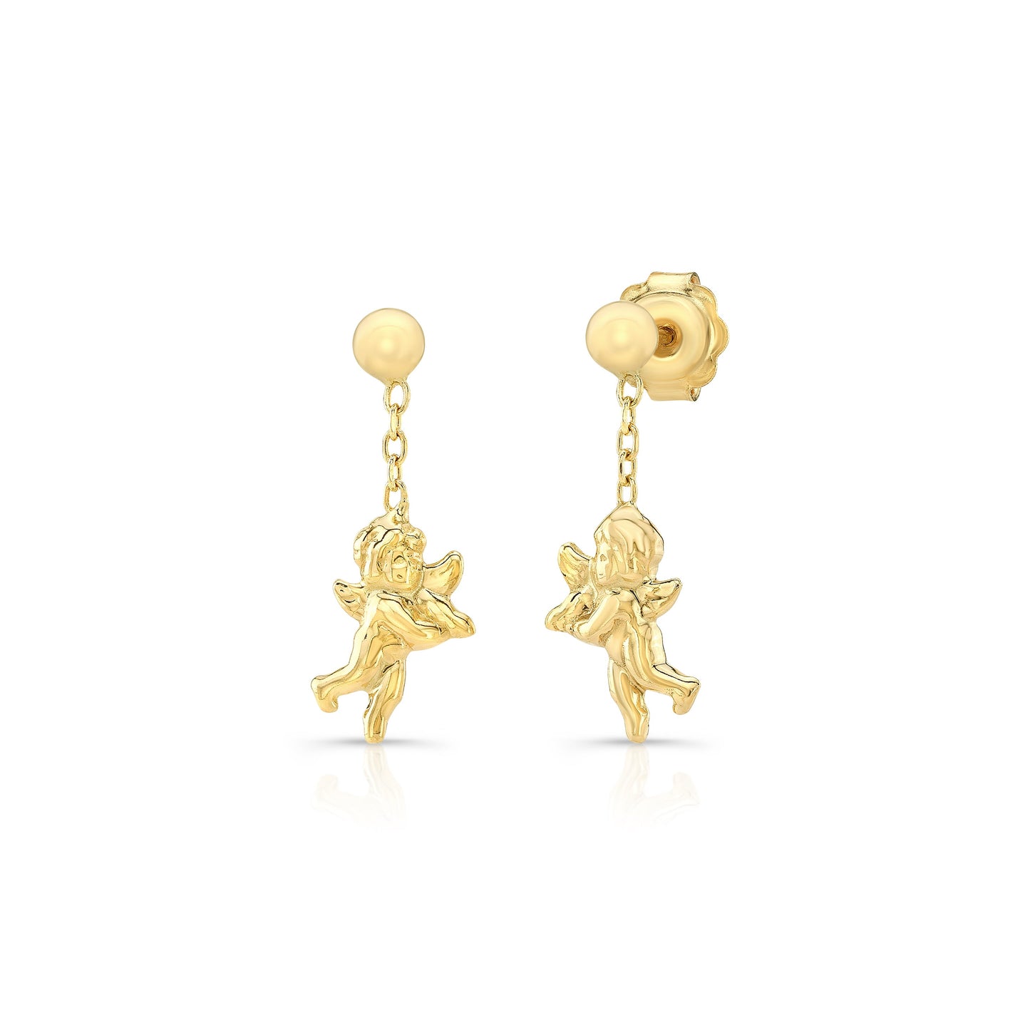 14K Yellow Gold Angel Drop Earrings – side profile | RockHer