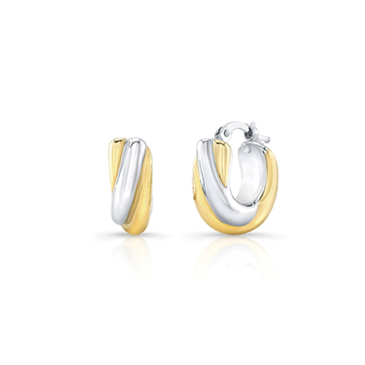 14K Two-Tone Gold Sculpted Hoop Earrings – side profile | RockHer