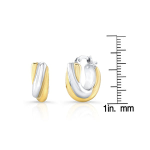 14K Two-Tone Gold Sculpted Hoop Earrings – detail view | RockHer