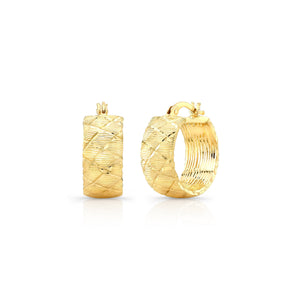 14K Gold Wide Textured Hoop Earrings – side profile | RockHer