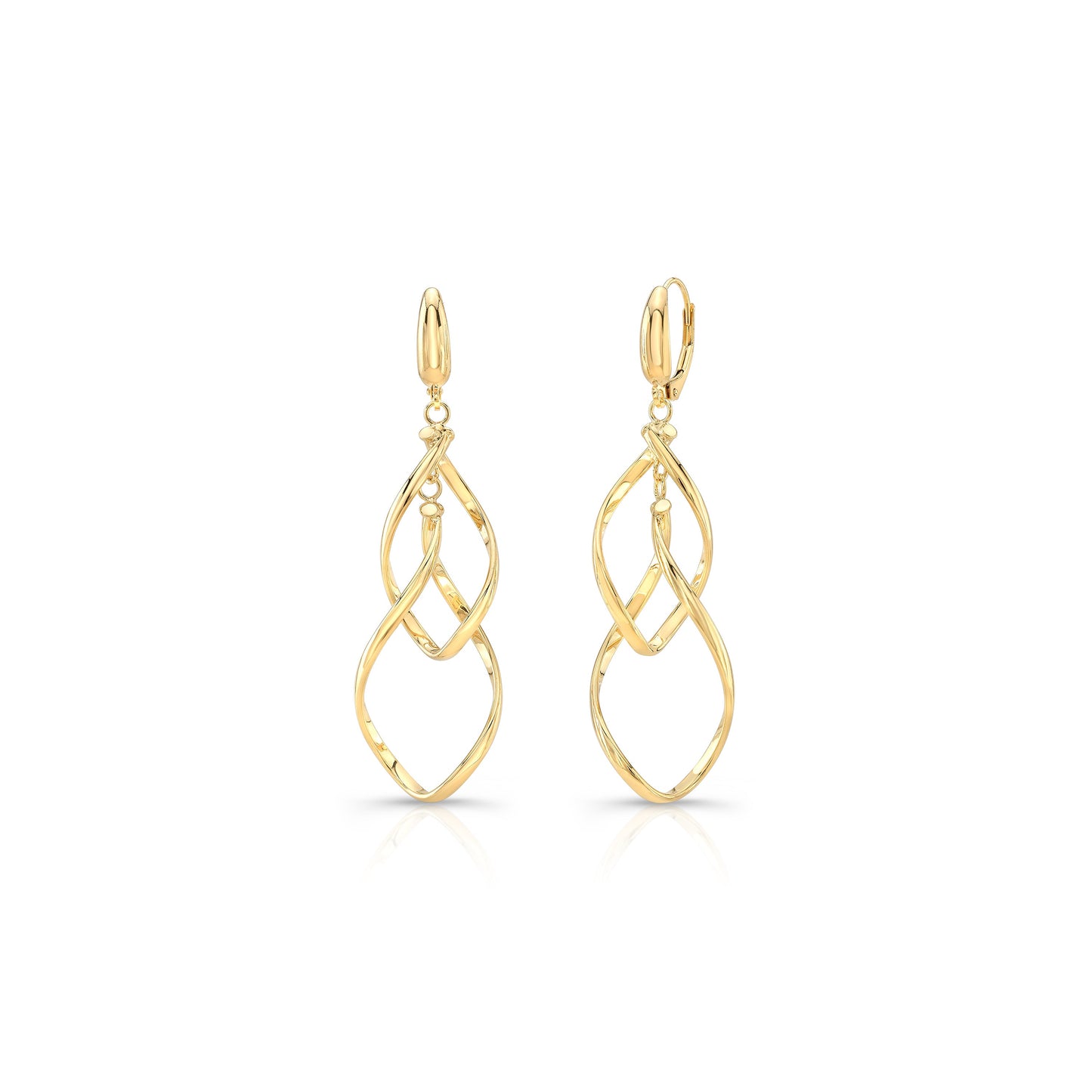 14K Yellow Gold Twisted Open-Link Drop Earrings – side profile | RockHer