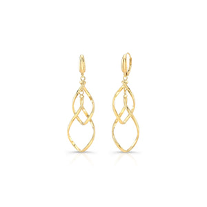 14K Yellow Gold Twisted Open-Link Drop Earrings – side profile | RockHer