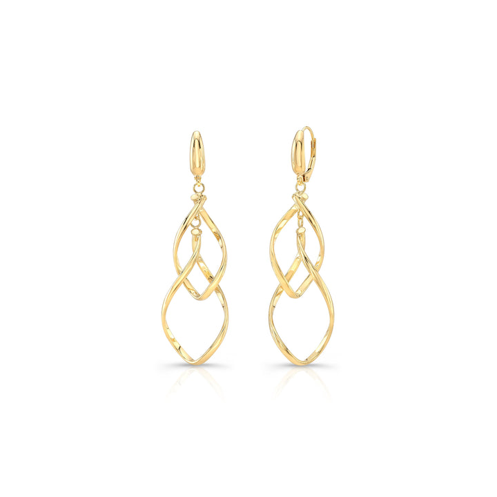 14K Yellow Gold Twisted Open-Link Drop Earrings – side profile | RockHer