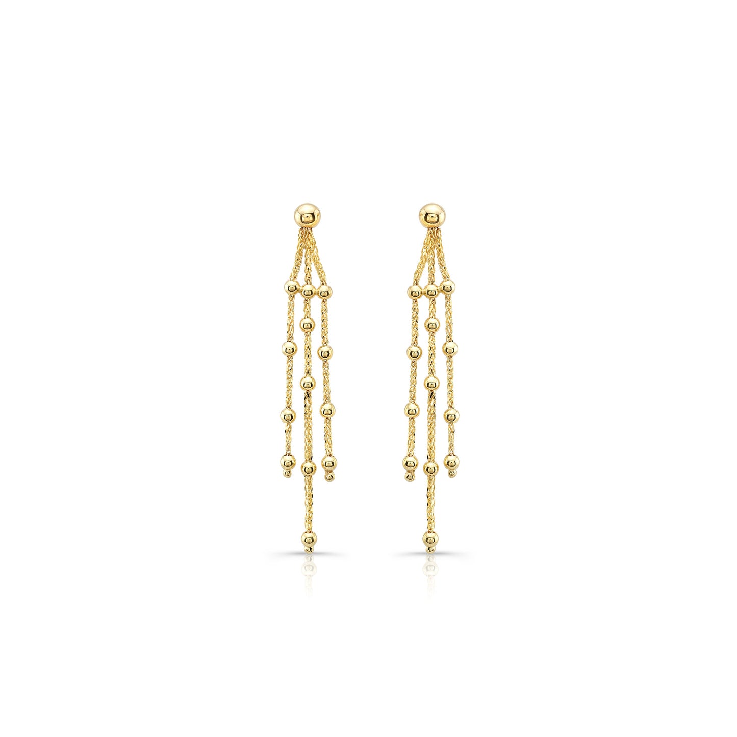 14K Yellow Gold Multi-Strand Beaded Drop Earrings – side profile | RockHer