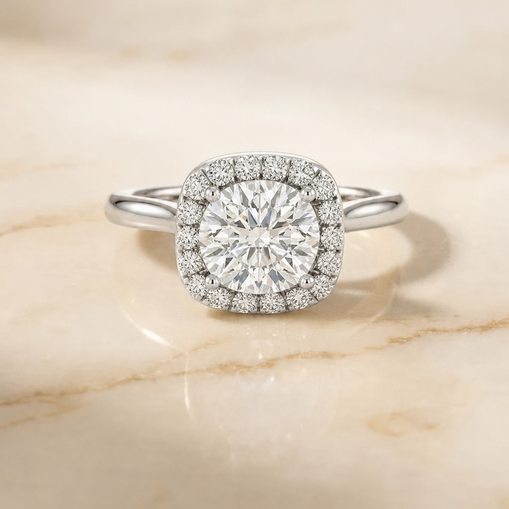 The Carnie round engagement ring setting in Platinum | RockHer