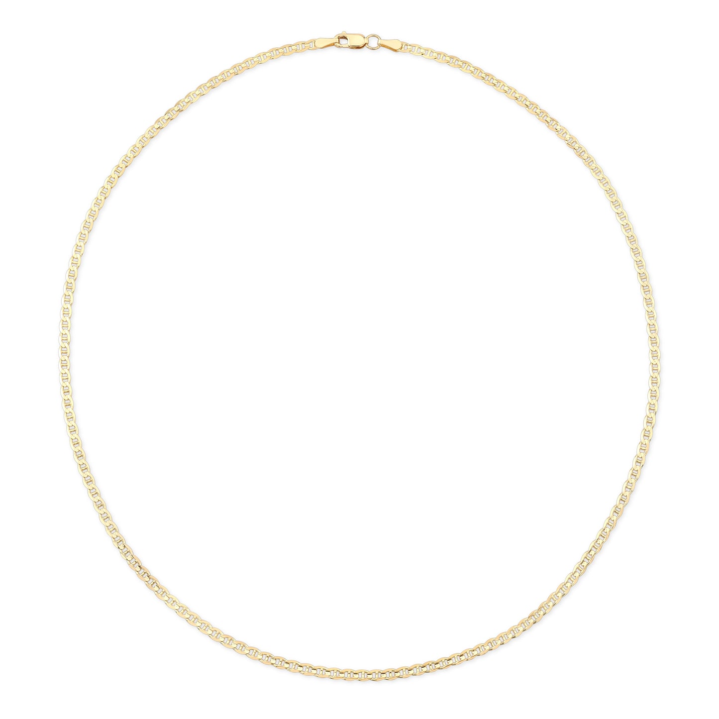 18K Yellow Gold Flat Curb Chain Necklace, 18 Inch – side profile | RockHer