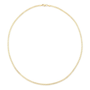 18K Yellow Gold Flat Curb Chain Necklace, 18 Inch – side profile | RockHer