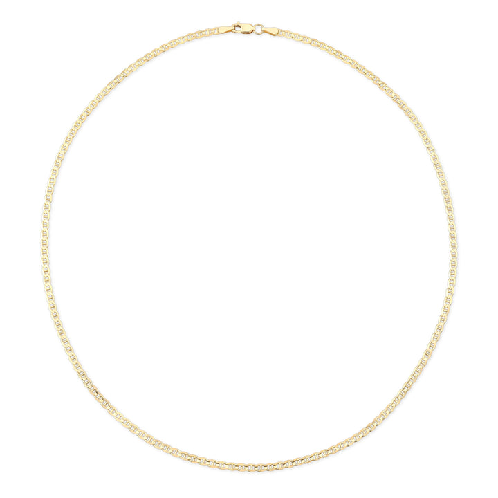 18K Yellow Gold Flat Curb Chain Necklace, 18 Inch – side profile | RockHer