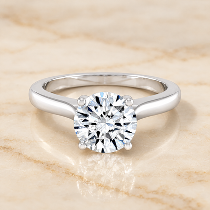 The Mary Comfort Fit Cathedral Solitaire Round Engagement Ring Setting in Platinum