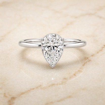 The Eartha Upper Hidden Halo Solitaire Princess Cut Engagement Ring Setting in 18K White Gold