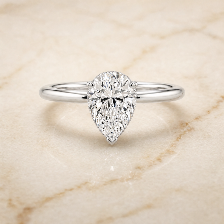 The Eartha Upper Hidden Halo Solitaire Princess Cut Engagement Ring Setting in Platinum