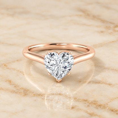 The Ellie Cathedral Comfort Fit Solitaire Heart Engagement Ring Setting in 14K Rose Gold