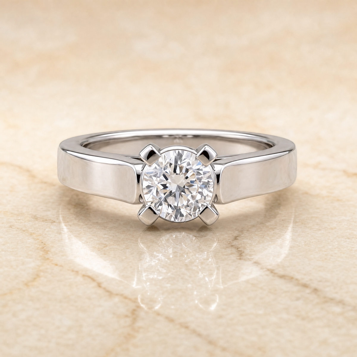 The Charlotte Cathedral Squared Edge Solitaire Cushion Cut Engagement Ring Setting in Platinum