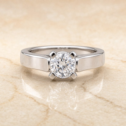 The Charlotte Cathedral Squared Edge Solitaire Cushion Cut Engagement Ring Setting in Platinum