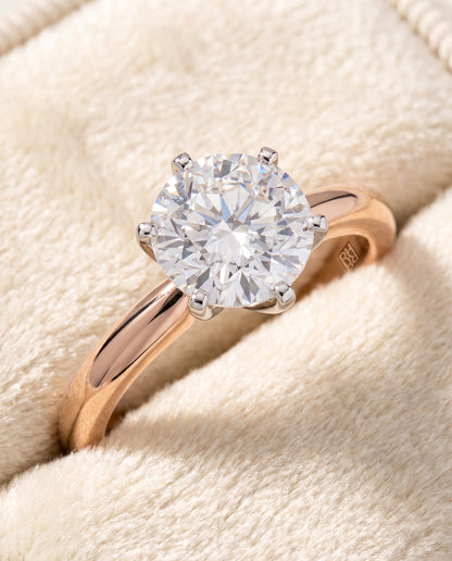 The Elsa Timeless Comfort Fit Rounded Solitaire Round Engagement Ring Setting in 14K Rose Gold