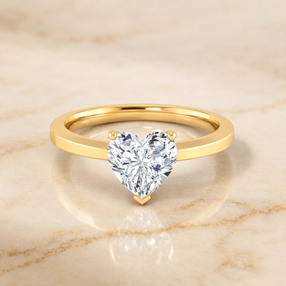 The Carmen Beveled Edge Comfort Fit Solitaire Heart Engagement Ring Setting in 18K Yellow Gold
