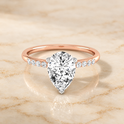 The Abbey Hidden Halo Pavé Princess Cut Engagement Ring Setting in 14K Rose Gold