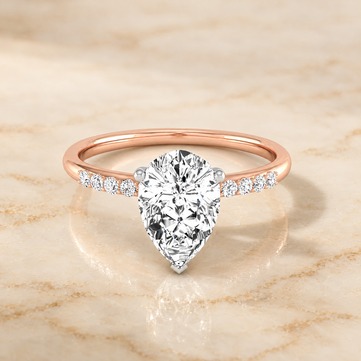 The Abbey Hidden Halo Pavé Princess Cut Engagement Ring Setting in 14K Rose Gold