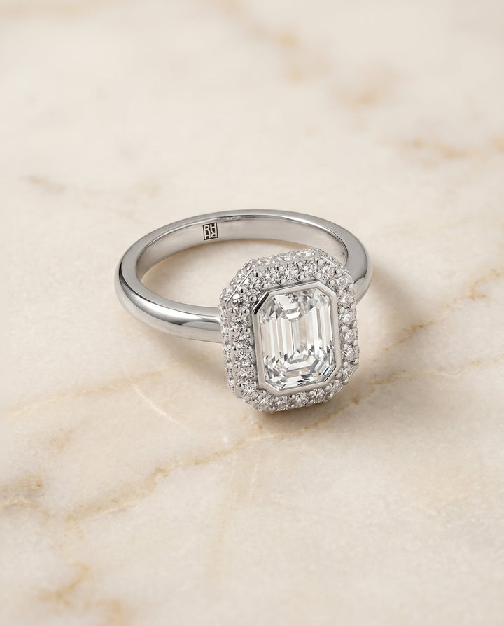 Piper Select Emerald Cut engagement ring in 14K White Gold