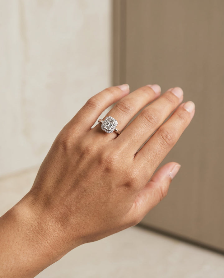 Piper Select Emerald Cut engagement ring in 14K White Gold