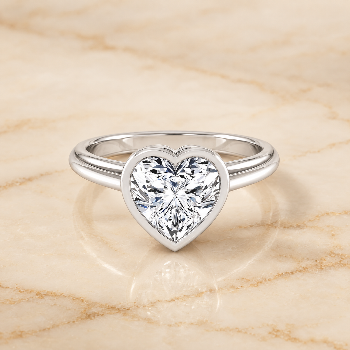 The Hayley Bezel Cathedral Solitaire Heart Engagement Ring Setting in Platinum
