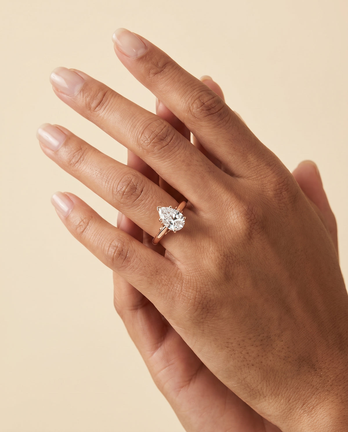 Pear engagement ring setting in 14K Rose Gold, Rio Scroll Gallery Comfort Fit Solitaire Pear, alternate view | RockHer