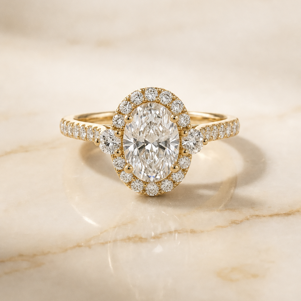 The Ivy oval engagement ring setting in 18K Yellow Gold | RockHer