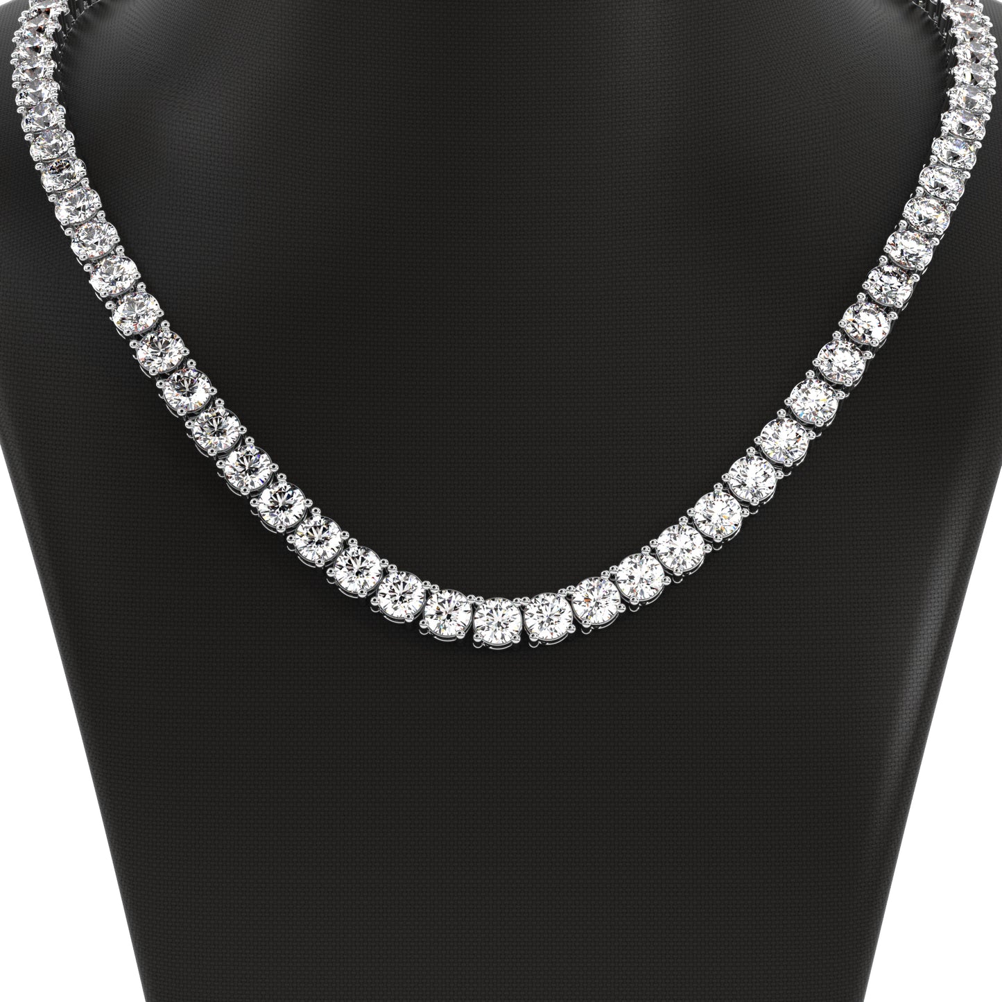 Riviera Tennis Lab Grown Diamond Necklace: EFG Color, VS Clarity, 5-25 Carats, IGI Certified